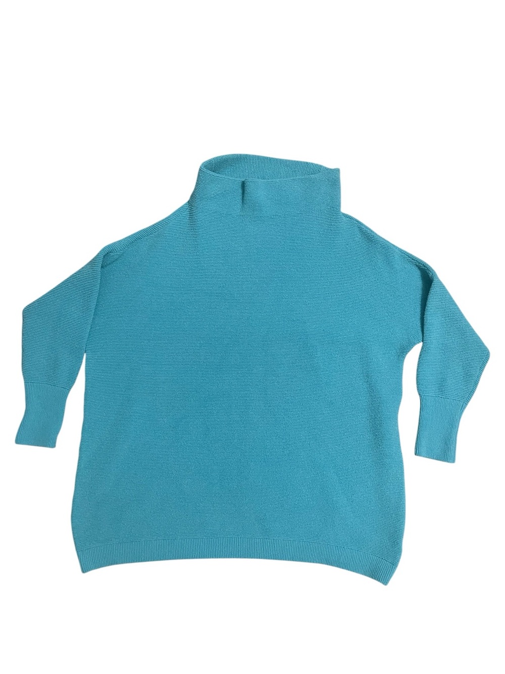 Free People Mock Neck Oversized Sweater Ottoman Slouchy Blue Crush New